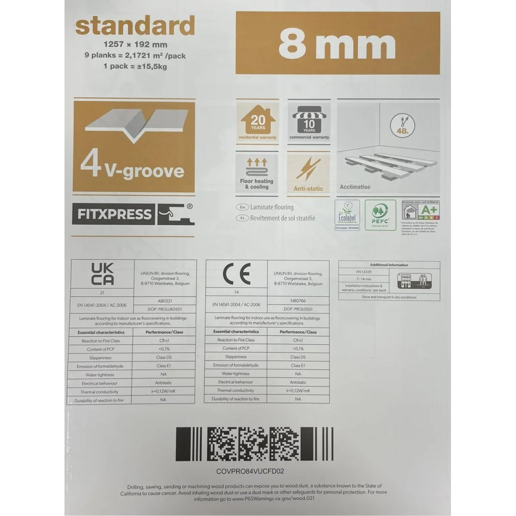 Panele Podłogowe Dąb Bandit 8VL60957 AC4 8 mm, Panele podłogowe, Xpert Pro, Unilin