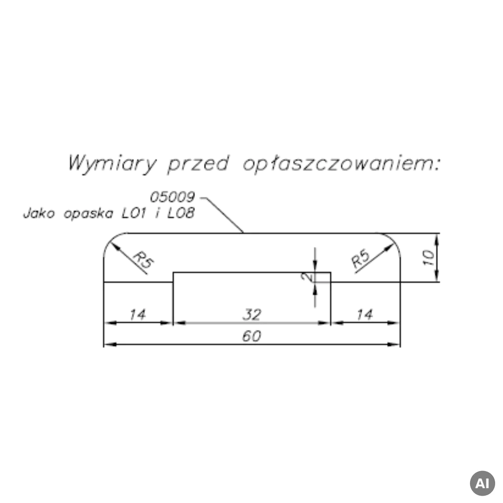 Opaska maskująca ościeżnica stała 60mm, 100006500, Listwa opaskowa, Opaski maskujące, Invado