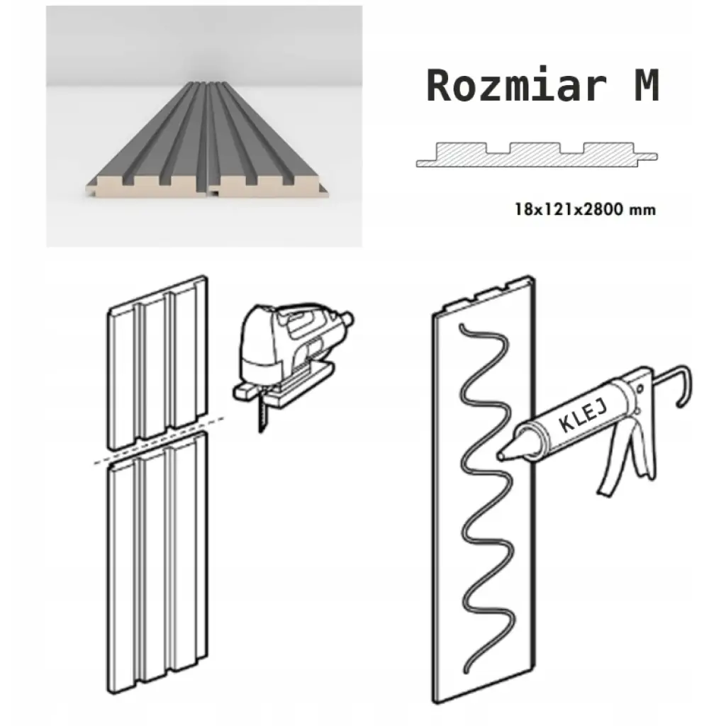 Lamele Czarne Półmatowe M 310, 120039785, Lamele, Lamele MDF, AGT