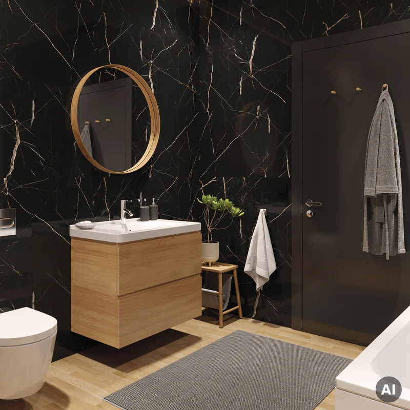 Panele ścienne Calacatta Black 30x60 Marmur Czarny Kamień 