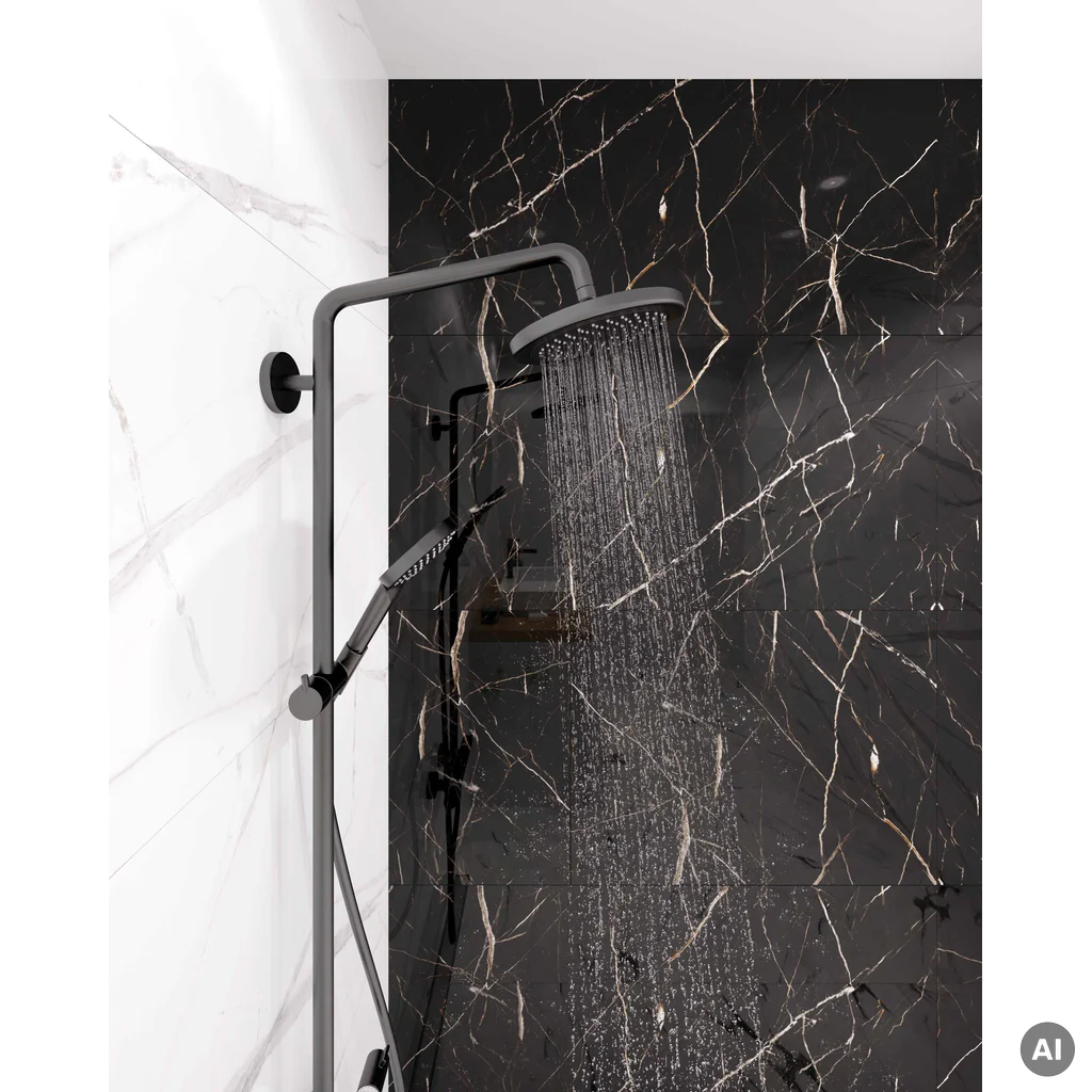 Panele ścienne Calacatta Black 30x60 Marmur Czarny Kamień Połysk 6053390, EC53390, Panele ścienne, Vilo SPC, Vilo