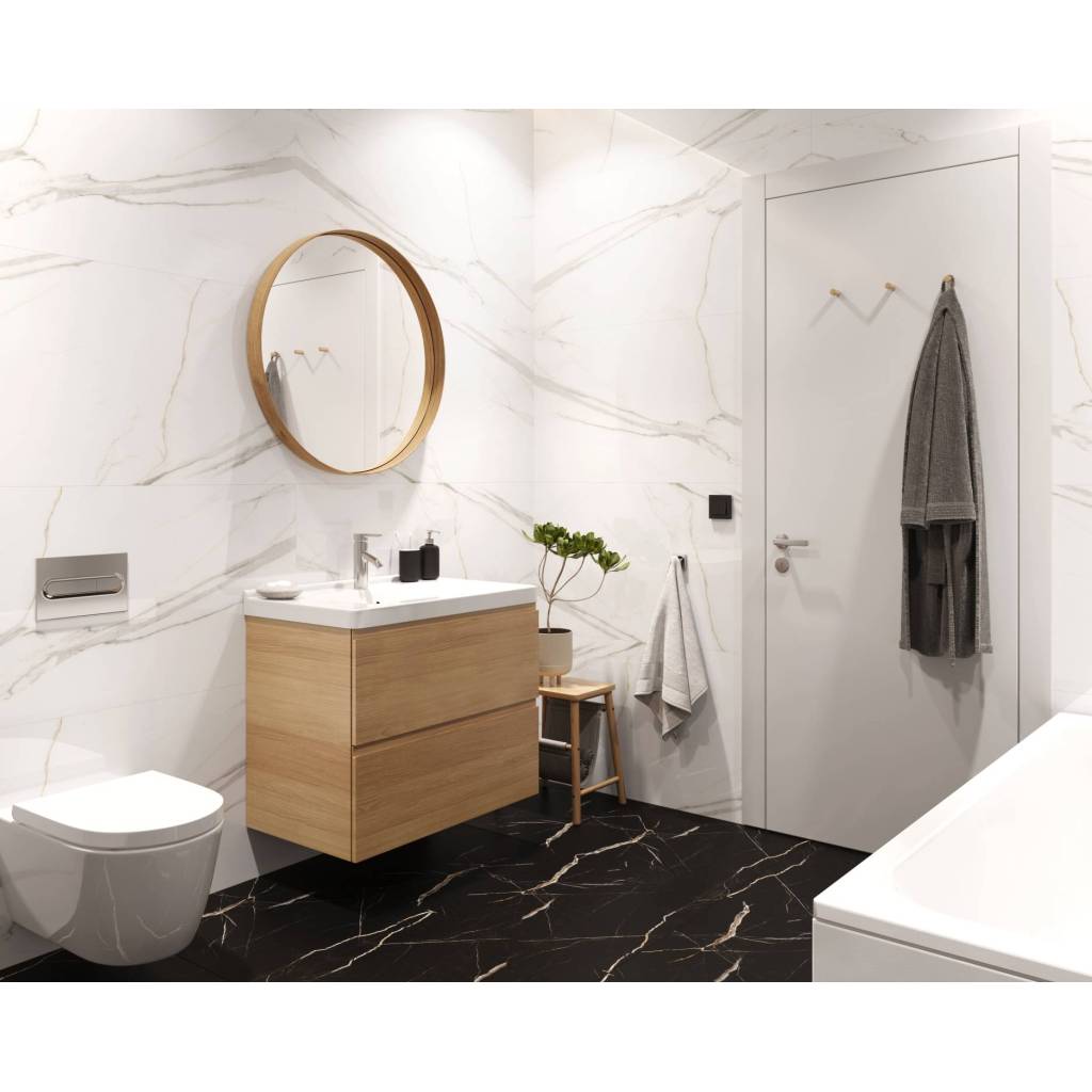 Panele winylowe SPC Calacatta Black 60x60 Marmur Czarny Kamień Matowy 6067236  Klasa 33 5 mm, Panele winylowe, Vilo SPC Floor, Vilo