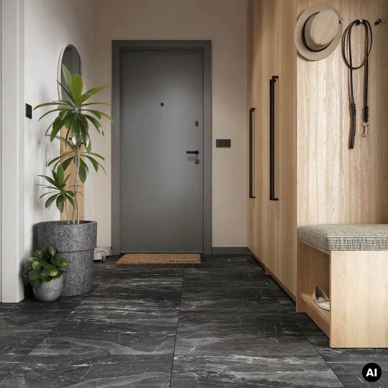 Panele winylowe SPC Dark Stone 60x60 Kamień Szary Ciemny Ma