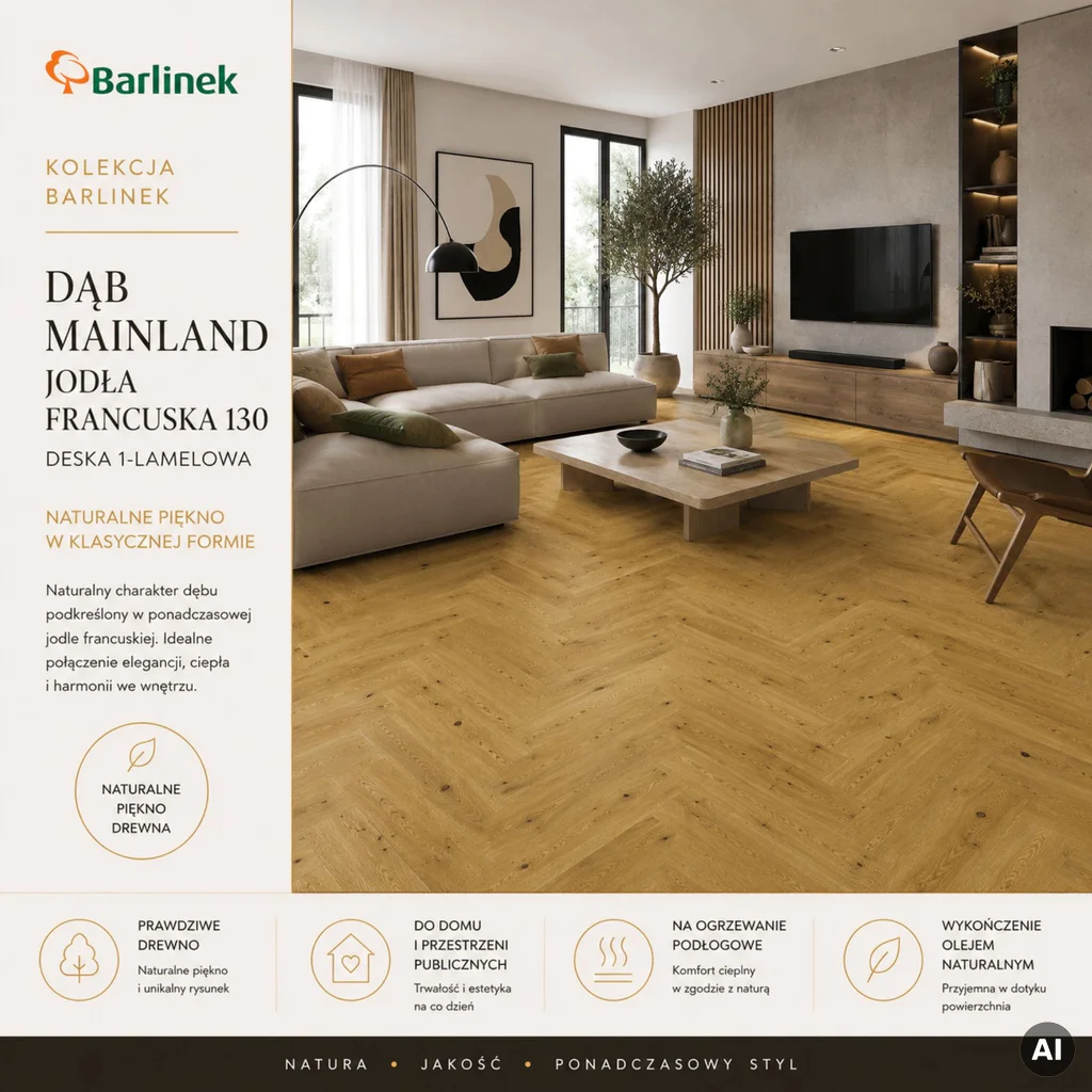 Podłoga drewniana Dąb Mainland Jodła Francuska 14 mm, 1WV000004, Deska barlinecka, Classico Line - Jodła Francuska, Barlinek