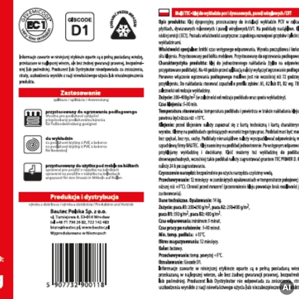 Klej do winyli Multi Tec 14kg 859B1544, Klej, Kleje, Bautec